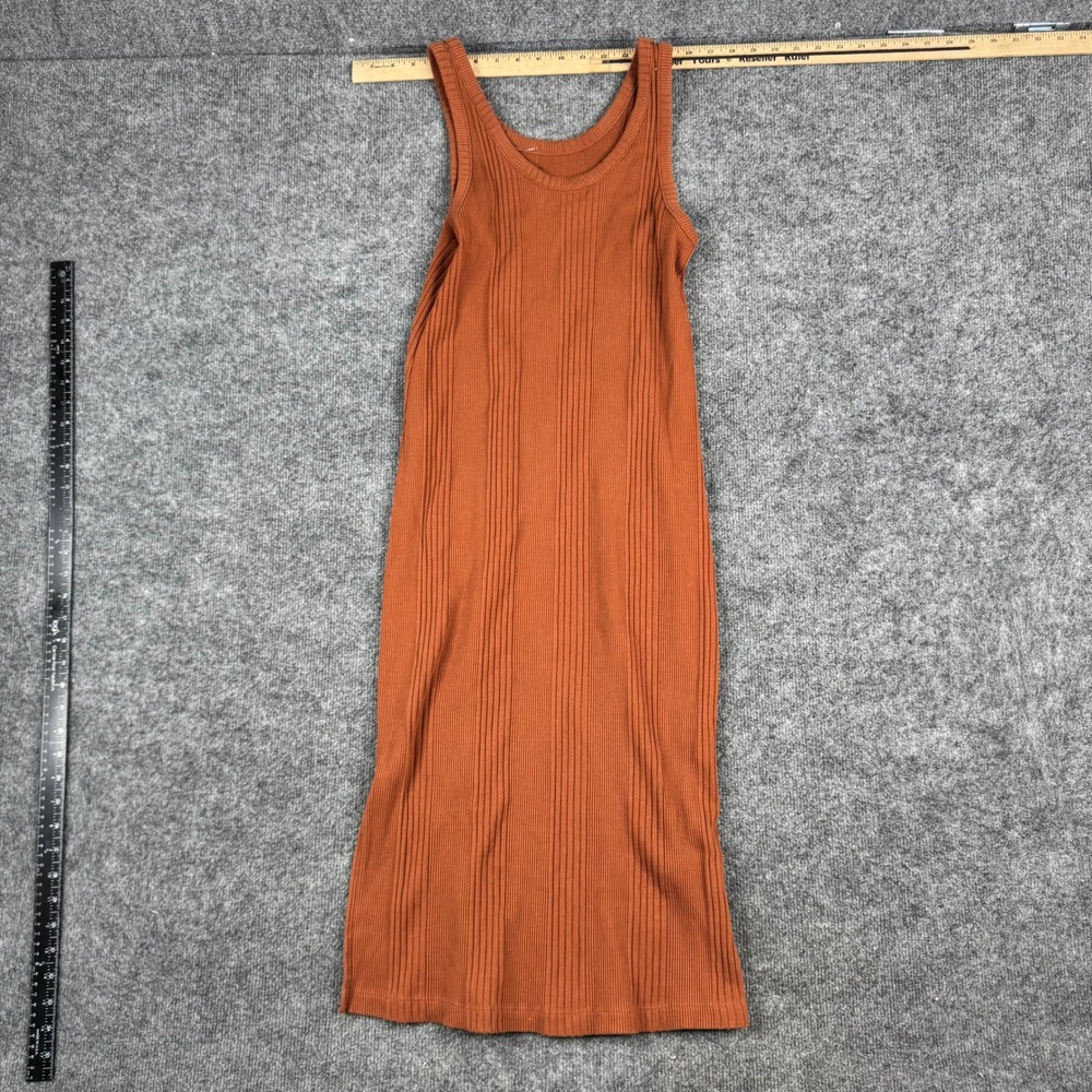 A New Day Dress Womens Size Small Rust Orange Ribbed Tank Midi Scoop Neck Fair
